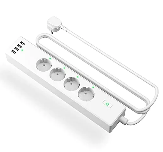 meross Ciabatta alexa Intelligente Multipresa Wifi-Smart Multipresa 4 Schuko 4 Porte USB,...