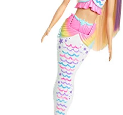 Barbie- Dreamtopia Crayola Bambola Sirena con Abito e Coda Colorabili, Giocattolo per Bamb...