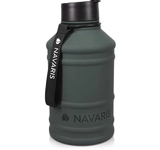 Navaris Borraccia Palestra Acqua Acciaio Inox 2,2 Litri - Bottiglia Acqua XXL Senza BPA Fi...