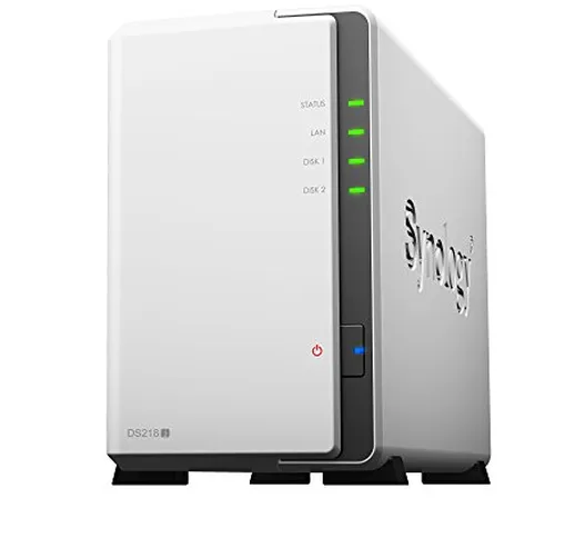 Synology, contenitore NAS, DS218J, 2 Bay, Desktop bianco bianco 8TB