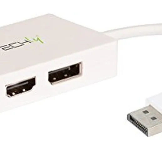 Techly 102055 Adattatore DisplayPort a DVI/HDMI/DP 3-in-1 Bianco