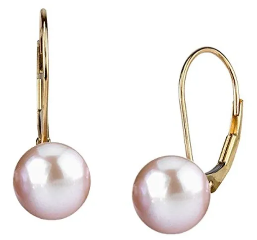 The Pearl Source - Orecchini da donna in oro 14 carati con perle d'acqua dolce coltivate i...