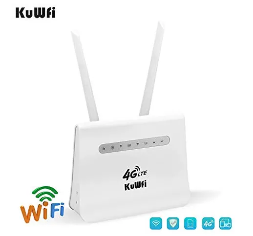 KuWFi Router 4G LTE Wireless CPE，Router Internet WiFi WiFi 4G con slot per scheda SIM con...