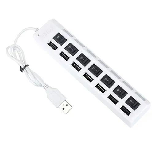 7 Porte Hub Adattatore USB 3.0 Interruttore di accensione/spegnimento con indicatore LED H...