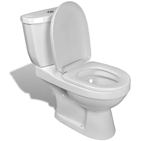 vidaXL Toilette con Cisterna Bianca Gabinetto Bagno Sciaquone Vaso WC Scarico