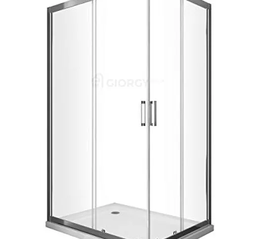 BOX CABINA DOCCIA BAGNO RETTANGOLARE 70 75 80 90 100 110 120 130 140 CRISTALLO EASYCLEAN T...