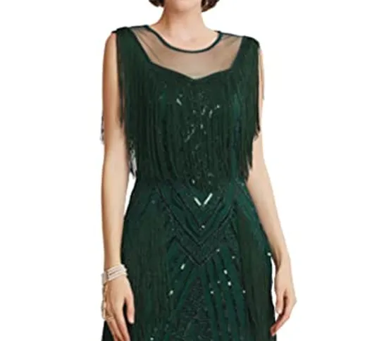 Coucoland 1920s - Vestito da donna Gatsby, cocktail party, da donna, anni '20 verde scuro...
