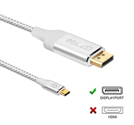 Elzo Cavo USB C a DisplayPort 4K 1,8m, USB Tipo C (Compatibile Thunderbolt 3) Cavo Display...