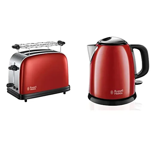 Russell Hobbs Classic Tostapane, 1100 W, Acciaio Inossidabile, 2 Scomparti, Rosso & Hobbs...