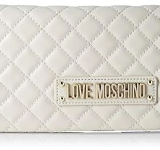 Love Moschino Borsa Quilted Nappa Pu, Tracolla Donna, Bianco (Avorio), 14x2x28 cm (W x H x...