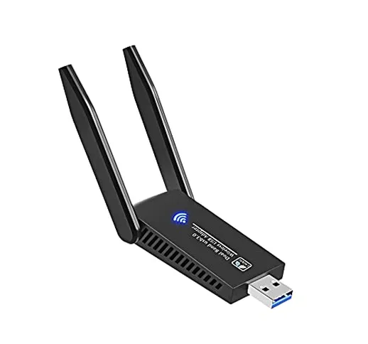 USB WiFi Dongle 1300Mbps,Adattatore WiFi USB 802.11 AC Dual Band 5GHz/2.4GHz veloce USB 3....