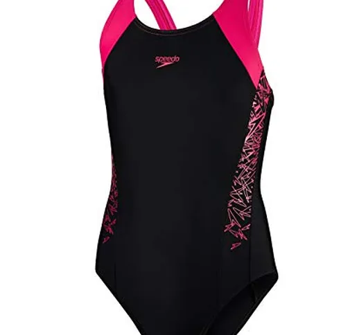 Speedo Boom Splice Muscleback, Swimwear Bambine E Ragazze, Nero/Elettrico Rosa, 32 13-14 a...