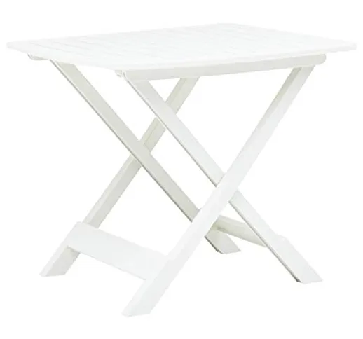 VidaXL - Tavolo da giardino pieghevole, in plastica, 79 x 72 x 70 cm, colore: Bianco