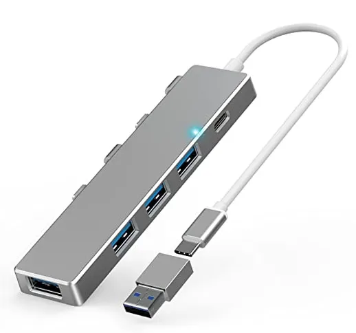 Soidob Hub USB C a 4 Porte, Hub USB 3.0 Sottile con Adattatore USB-C a USB, Splitter USB C...