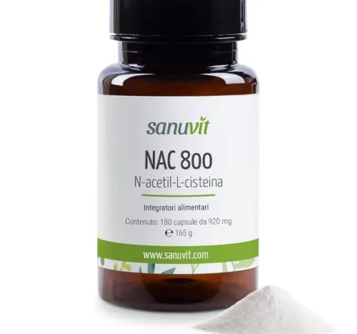 Sanuvit® - NAC 800 mg per capsula | 180 capsule | Dose alta | N-acetil-L-cisteina | Elevat...