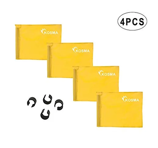 Kosma - Set di 4 bandierine angolari per allenamento, 44 x 34 cm, colore giallo con 4 clip...
