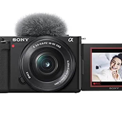 Sony Alpha Zv-E10, Kit Vlog Camera Ad Ottiche Intercambiabili E Obiettivo 16-50Mm, Aps-C,...
