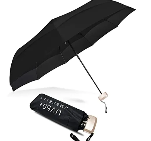 Ombrello pioggia pieghevole da Viaggio, portatil, antivento, resistente 99% UV Resistenza...
