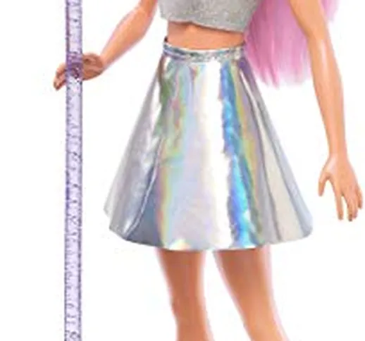 Barbie Carriere Pop Star con Microfono, Bambola Capelli Rosa e Abiti Argento, Giocattolo p...