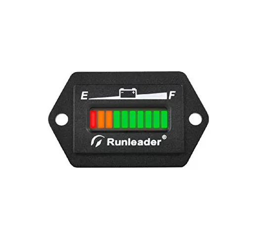 Runleader 12V 24V 36V 48V LED Indicatore di Batteria, misuratore di capacità della Batteri...