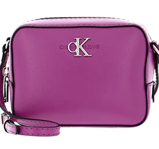 Calvin Klein JEANS - Borsa con chiusura lampo, logo in metallo, colore: Lilla