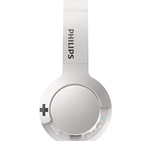 Philips SHB3075WT/00 Cuffie Auricolari On Ear, Bluetooth, Bass+, Senza Cavi, Microfono, Bi...