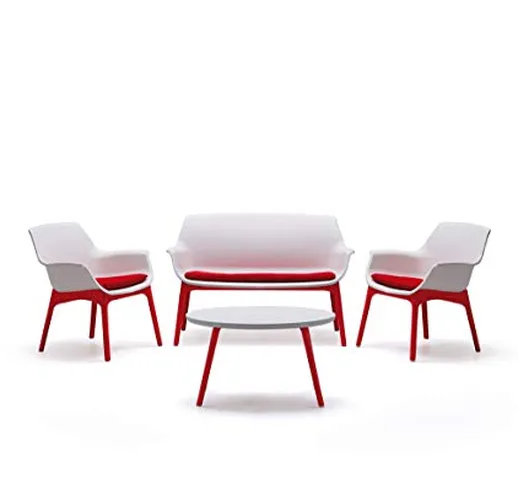 BICA Luxor Lounge Set Bianco/Rosso Giardino