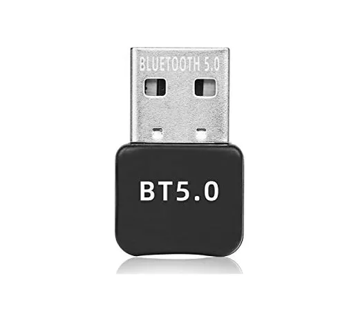 Yizhet Adattatore Bluetooth 5.0 USB 2.0 Dongle, Trasmettitore Bluetooth USB 2.0, Due Modi...