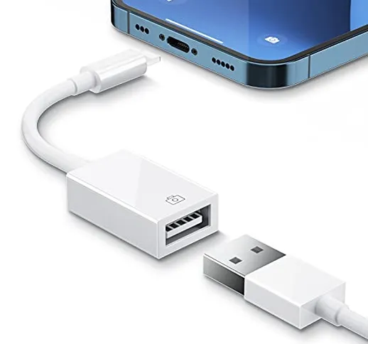 Adattatore Lighting a USB per Fotocamera, USB 3.0 Femmina OTG Cavo di Sincronizzazione Dat...