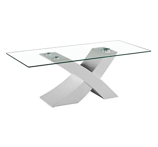 Tavolo da Pranzo Cucina Soggiorno in vetro temperato e legno mdf - EGLEMTEK® TM (Bianco) 1...