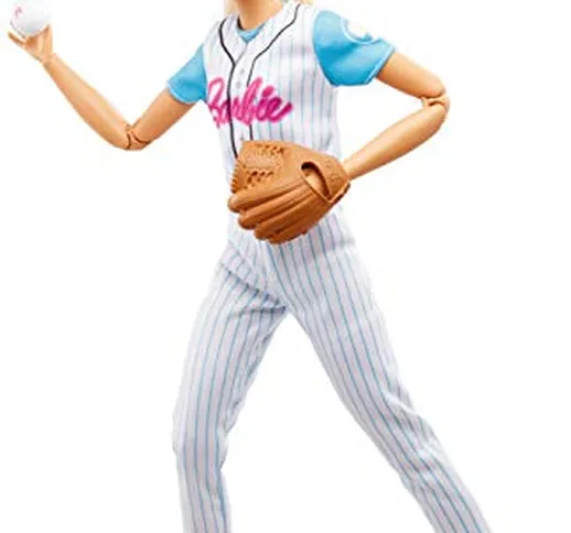 Barbie Giocatrice di Baseball, Bambola Snodata con Guantone e Accessori, Giopcattolo per B...