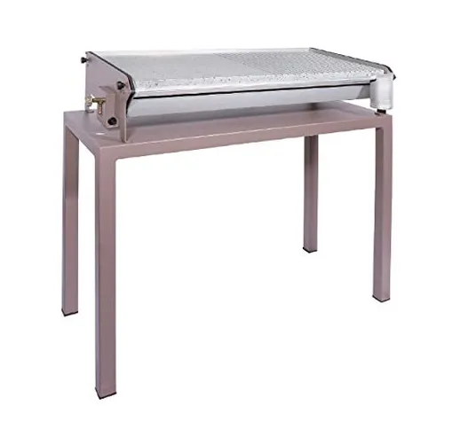 Barbecue per esterno in acciaio con pietra lavica cm 80 x 40, BEL-FER modello 1219TV80P, f...