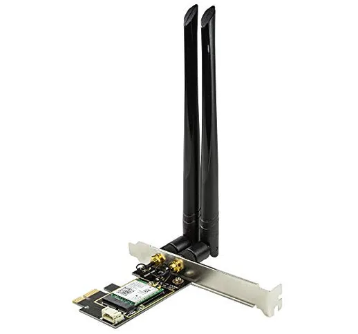 LogiLink WL0245 - Scheda PCIe (PCI Express), Wi-Fi 6 & BT 5.0, WLAN e Bluetooth per PC con...