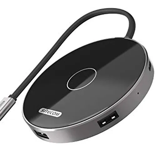 Sitecom CH-004 Wireless Charging Pad | Caricatore Wireless Pad con USB-C Hub - USB-C 3.1 M...