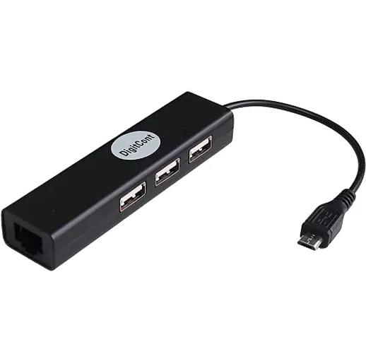 DigitCont - Adattatore Micro USB Ethernet di seconda generazione con hub USB OTG compatibi...