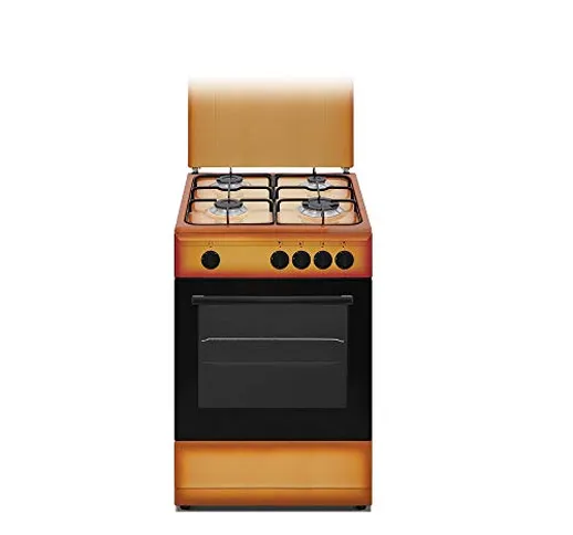 Nikkei SN554BG - Cucina a gas 4 fuochi con forno a gas 50x50 cm colore Terra di Francia