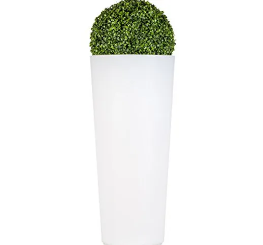 Vaso luminoso tondo con Bosso,vaso in resina illuminato, vasi luminosi, giardino h 85