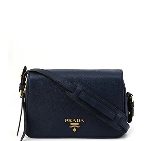 Prada 1BD163 - Borsa a tracolla in pelle Vitello Phenix, colore: Blu navy