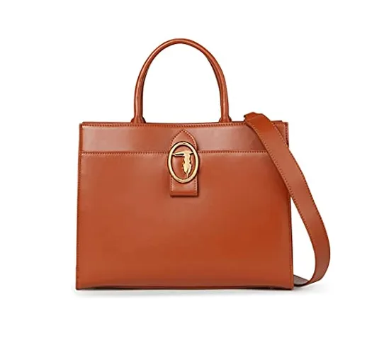 Trussardi BORSA DONNA 75B01184 IN ECOPELLE COLORE CUOIO CON FIBBIA LOGO ANELLO