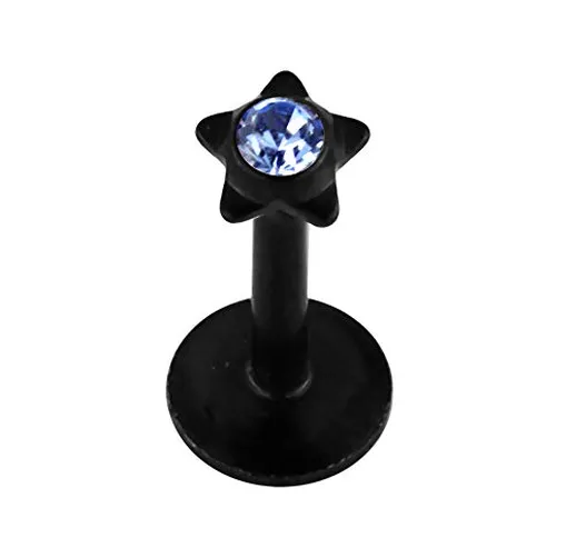 Piercing a Forma di Stella in Cristallo anodizzato Nero, 16 Gauge – 8 mm di Lunghezza in A...