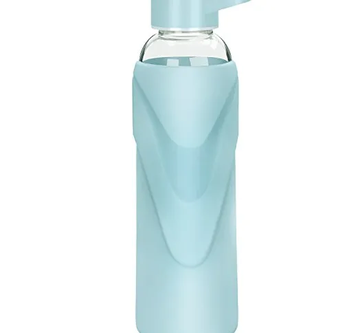 Justfwater Bottiglia di Acqua in Vetro Borosilicato Con Custodia in Silicone 1000 ml