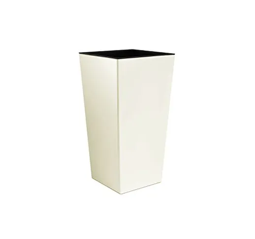 Vaso per piante Urbi Square 11,4 Lt con inserto, altezza 37,5 cm colore: crema