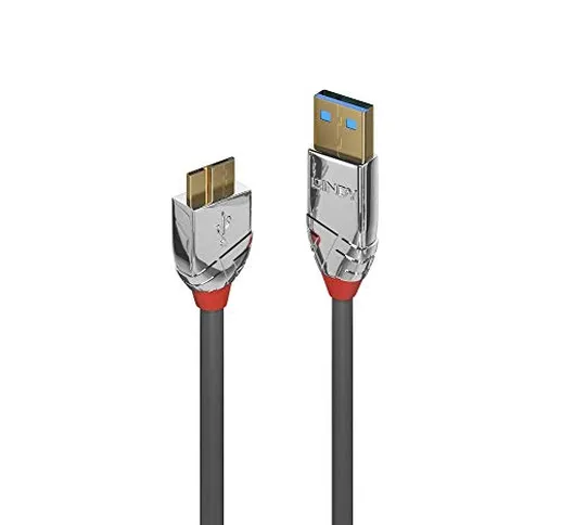 Lindy Cavo USB 3.0 Tipo A a Micro-B Cromo Line, 0.5m, Grigio