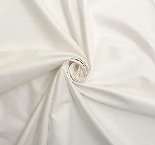 Quality-Fabrics - Tessuto 100% cotone, altezza 150 cm, vendita al metro, tinta unita bianc...