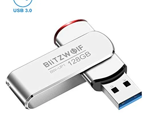 Chiavetta USB 128GB, BlitzWolf 128 Giga PenDrive, USB Flash Drive Portatile, Memoria USB 3...