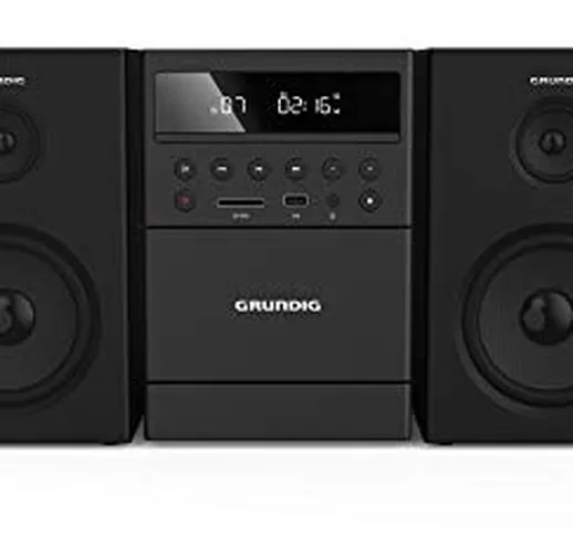 GRUNDIG MS 300 Design Micro Impianto Cassetta, Sintonizzatore FM, Riproduzione MP3, USB, S...