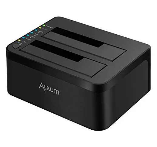 Alxum Dock Hard Disk, USB 3.0 to SATA Dual bay Hard Drive Docking Station con Funzione di...