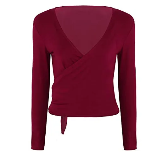 CHICTRY Cardigan Incrociato da Danza Classica Donna Crop Top da Danza Ballo Latino Maglion...