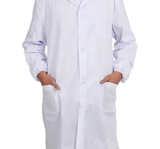 Pinkpum Camice da Laboratorio Medici Abbigliamento Bianco Camice Uniformi da Lavoro Bianco...