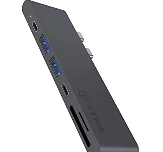 ICY BOX Dock per MacBook Pro, HDMI, Thunderbolt 3, 2 USB 3.0, 1 USB-C, lettore di schede,...